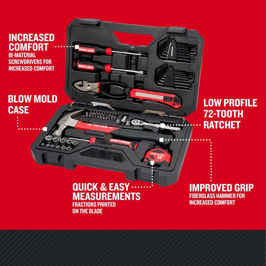 CRAFTSMAN 57-Piece Mechanics Tool Set (CMMT99447) – SAE/Metric Sockets, Impact Ready, Auto & Home Repair Kit